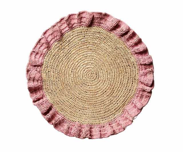 Handwoven Raffia Ruffle Placemat