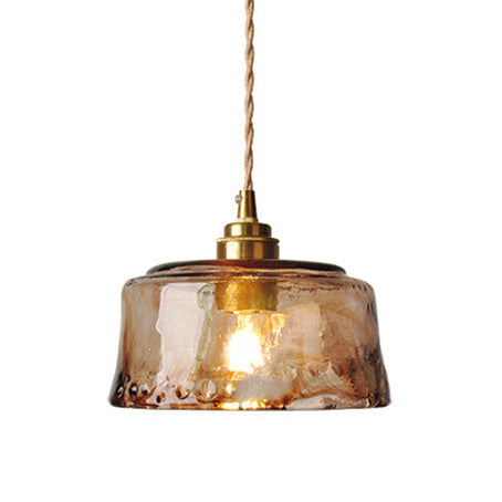 Amber Alabaster Glass Pendant in Brass Finish