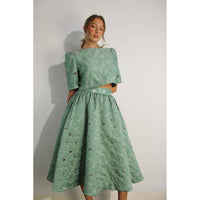 Flower Embossed Crop Top & Skirt Set