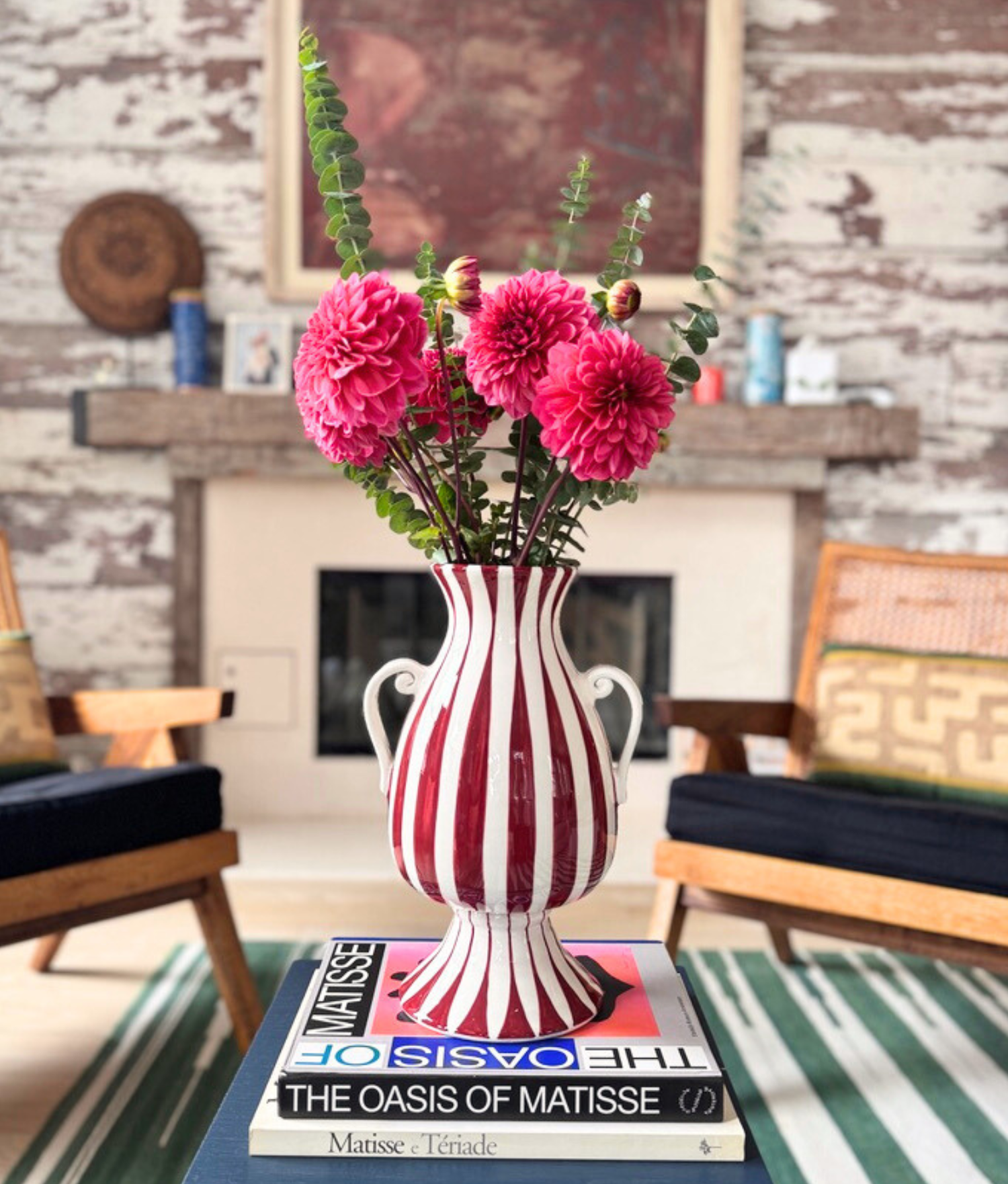 Colibri Striped Vase, Burgundy