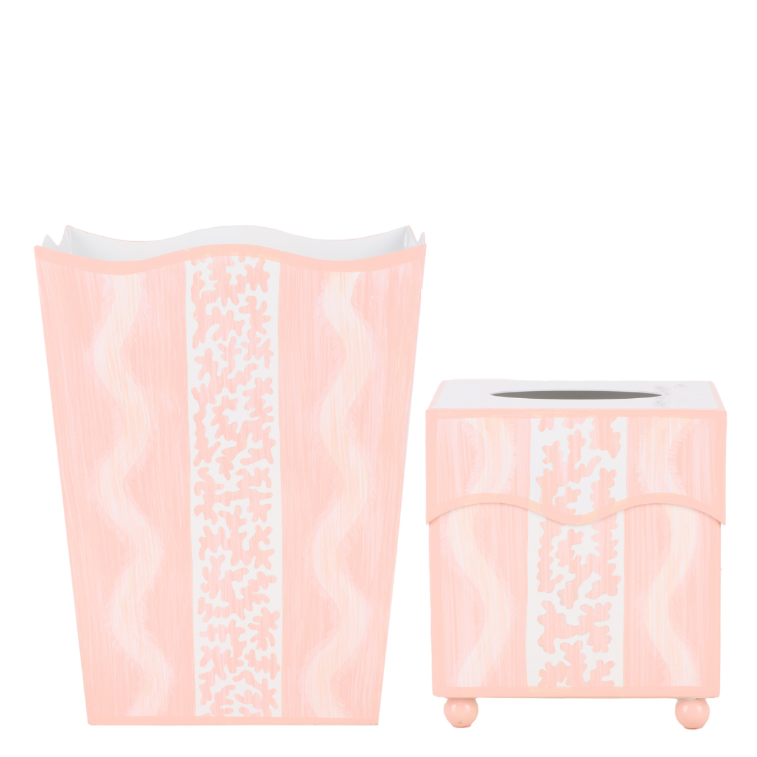 Pink Ikat Wastepaper Basket & Tissue