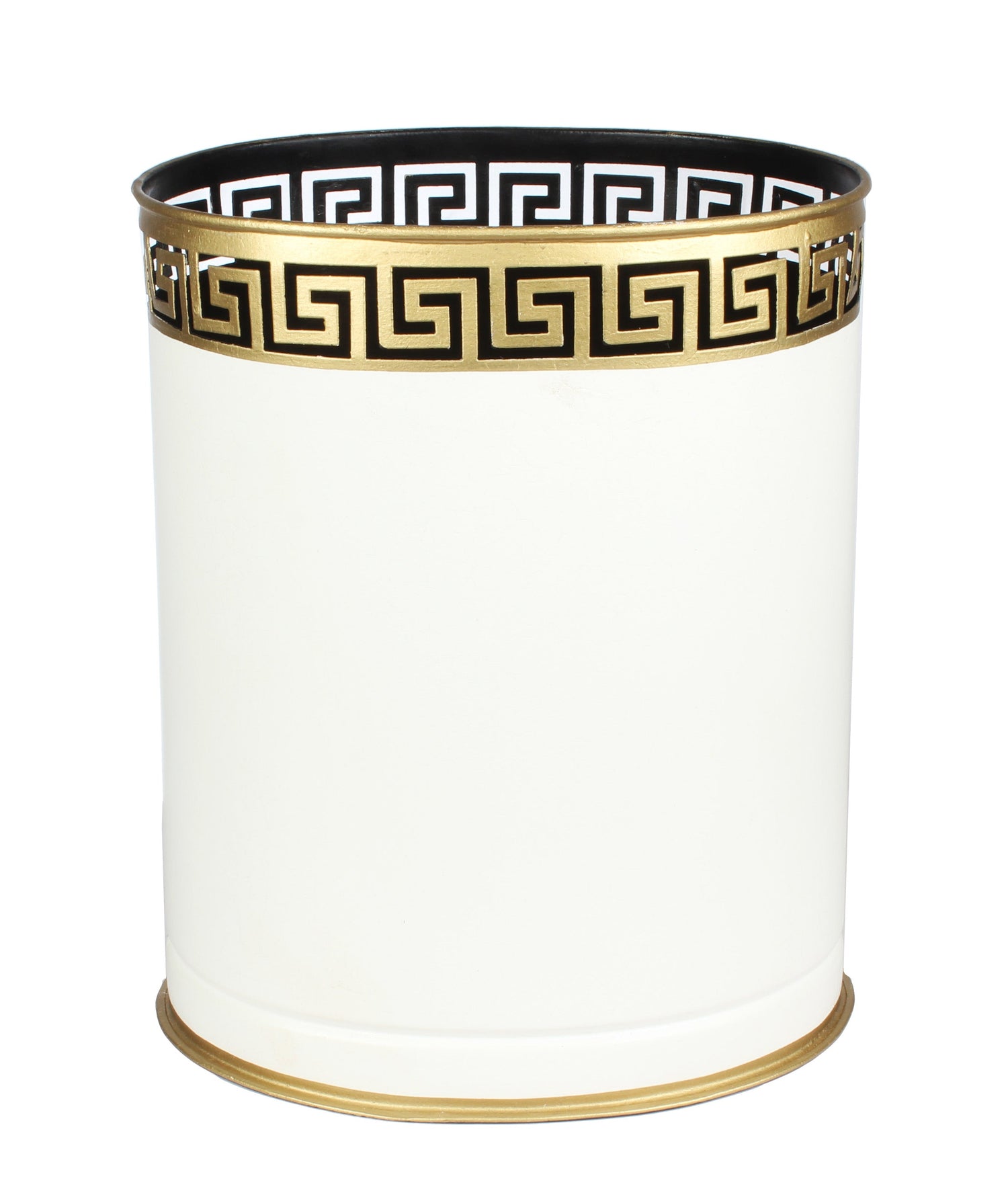 Ivory Greek Key Wastepaper Basket