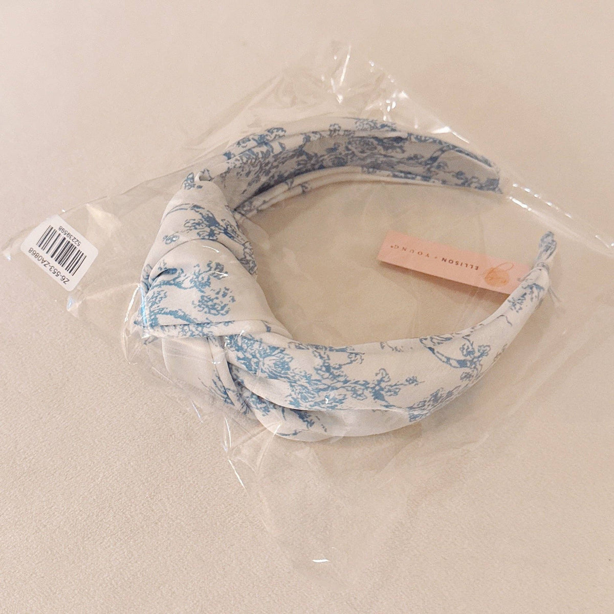 Blue and White Toile Knotted Headband