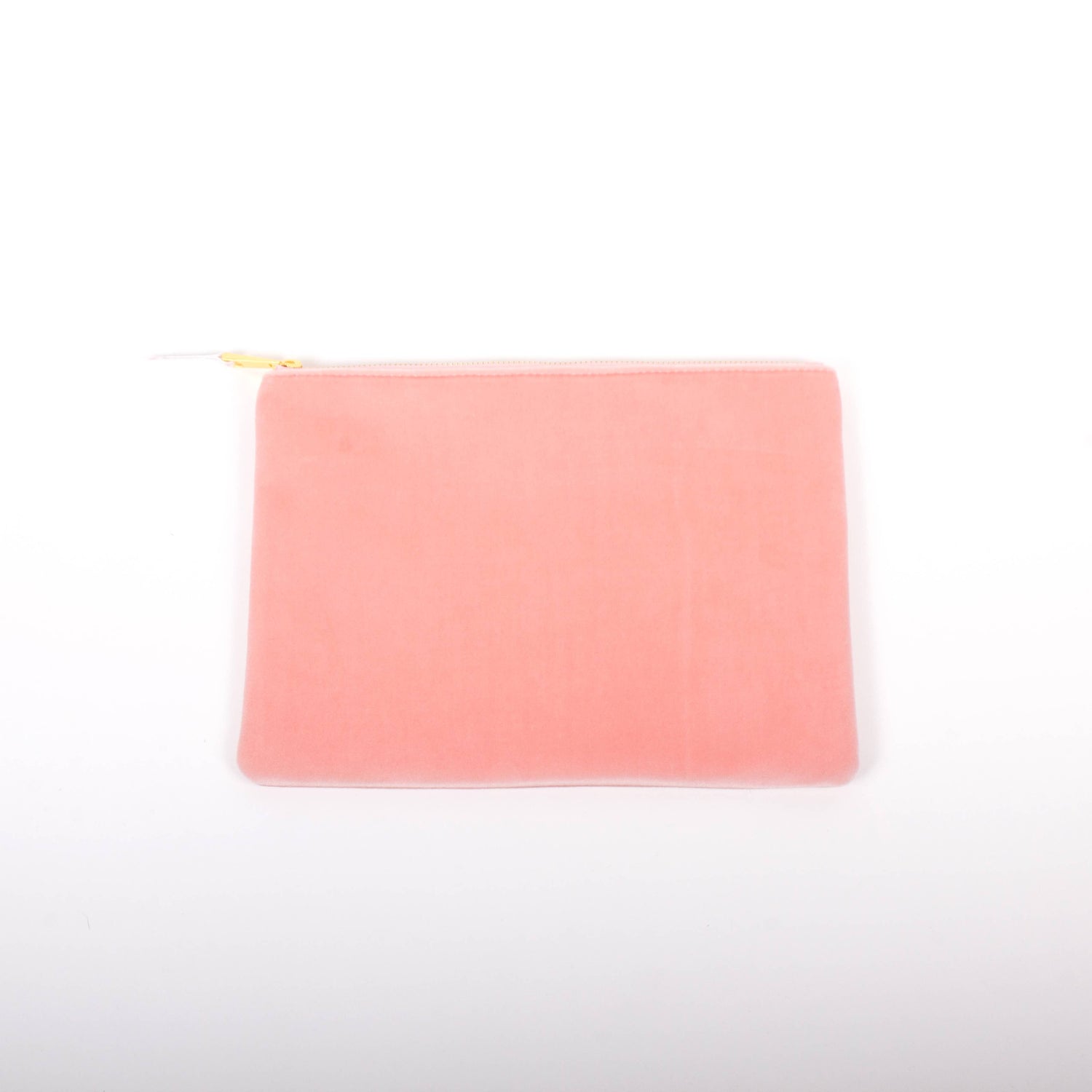 Dusty Pink Velvet Flat Pouch - Large
