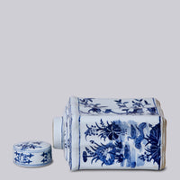 Bird and Flower Blue and White Porcelain Caddy Jar