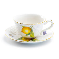 Lemon Bee Fine Porcelain Tea Set – Teapot with 4 Cups & Saucers