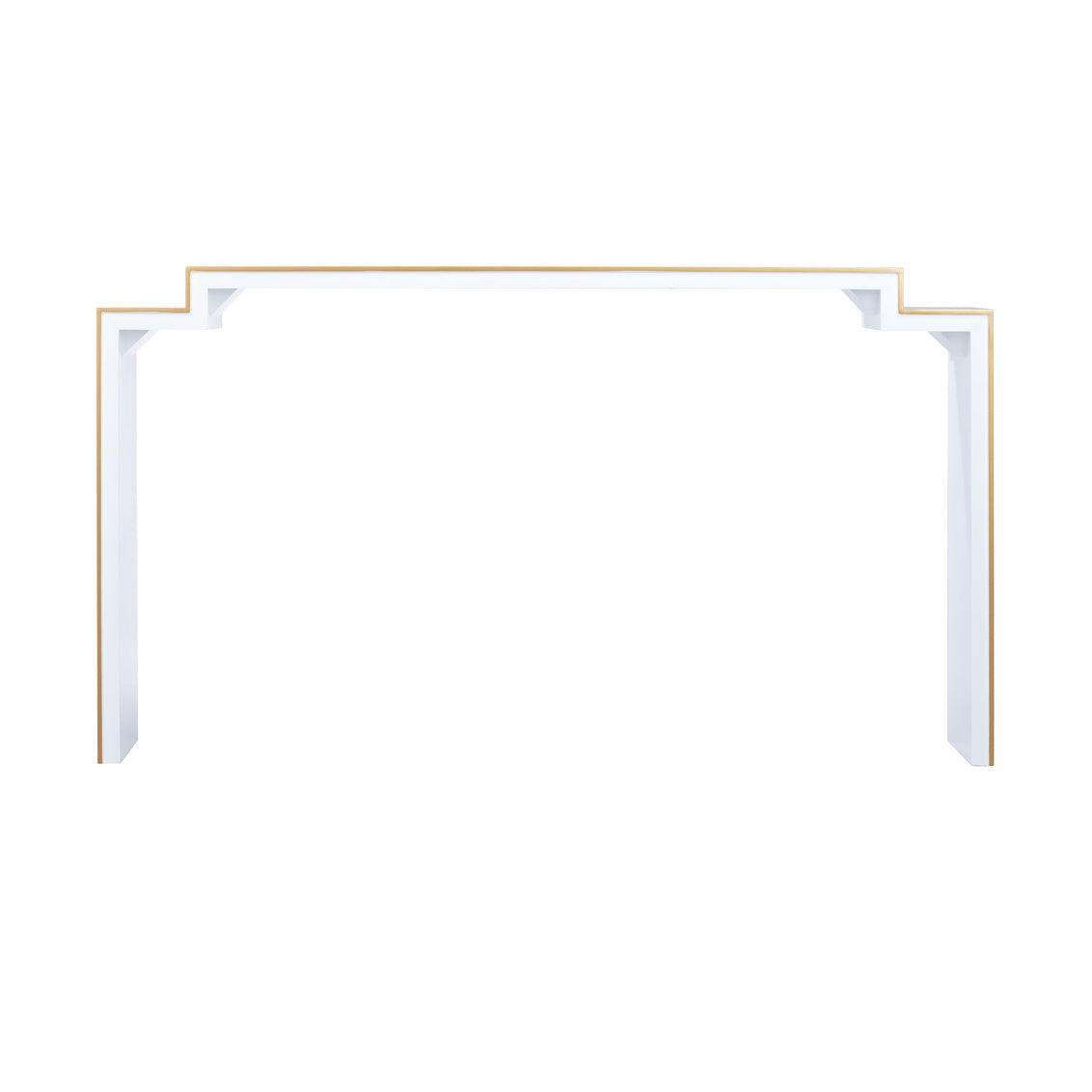 White Lacquered Console Table with Gold Trim