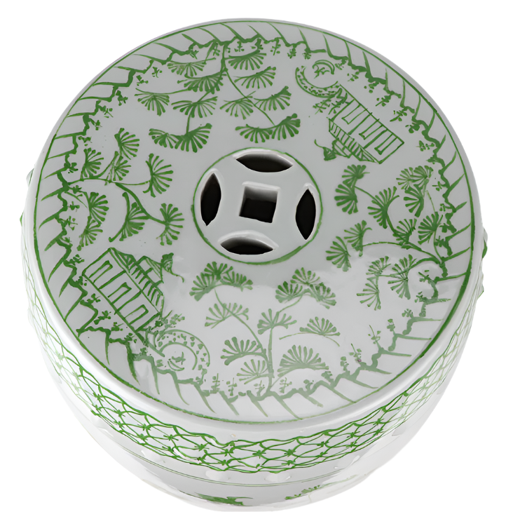 Soft Green Village Scene Garden Seat