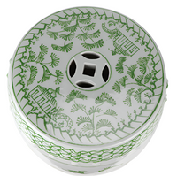 Soft Green Village Scene Garden Seat