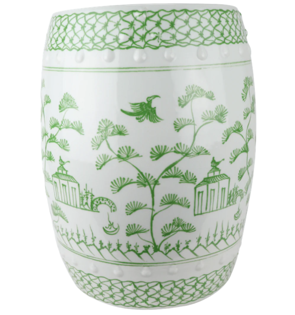 Soft Green Village Scene Garden Seat