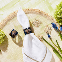 Stripey Bee Resin Napkin Rings – Blue Tortoiseshell (Set of 4)