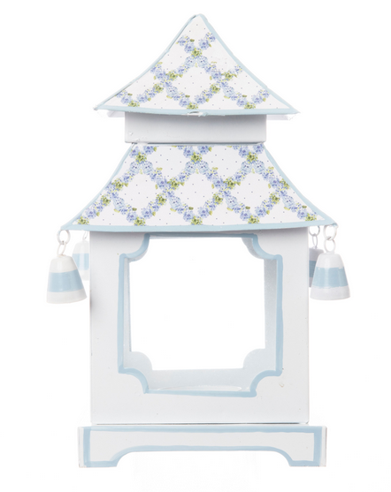 Soft Blue Hydrangea Garden Trellis Pagoda Lantern