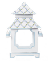 Soft Blue Hydrangea Garden Trellis Pagoda Lantern