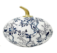 White Pumpkin with Blue Bird & Floral (various sizes)