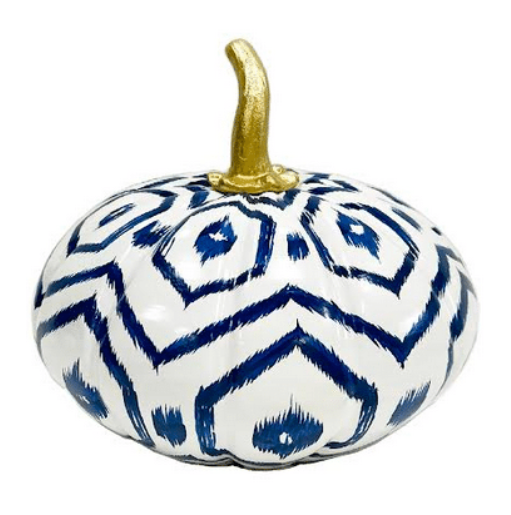 White Pumpkin with Blue Geometric (various sizes)