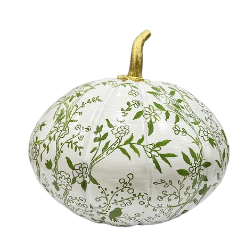White Pumpkin with Green Floral (various sizes)