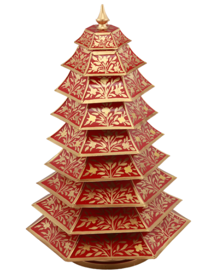 Red And Gold Floral Chinoiserie Tree (Various Sizes)