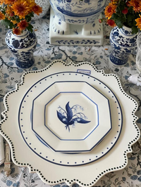 Ivory with Navy Beaded Scalloped Charger