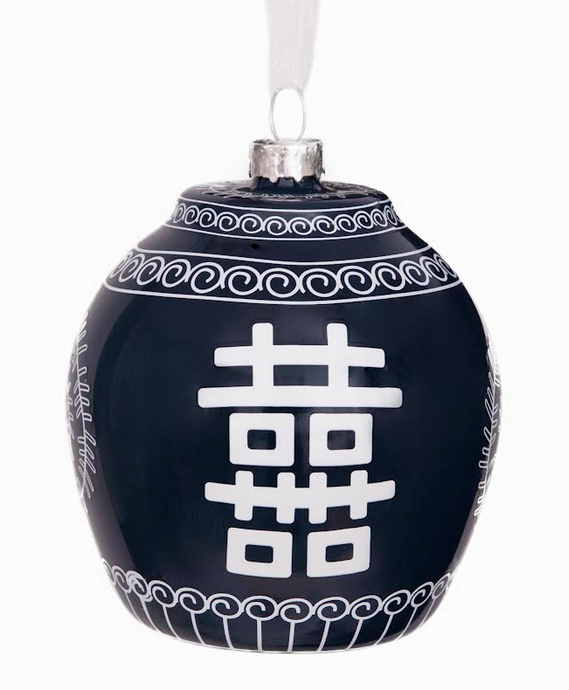 Navy Happiness Jar Ornament