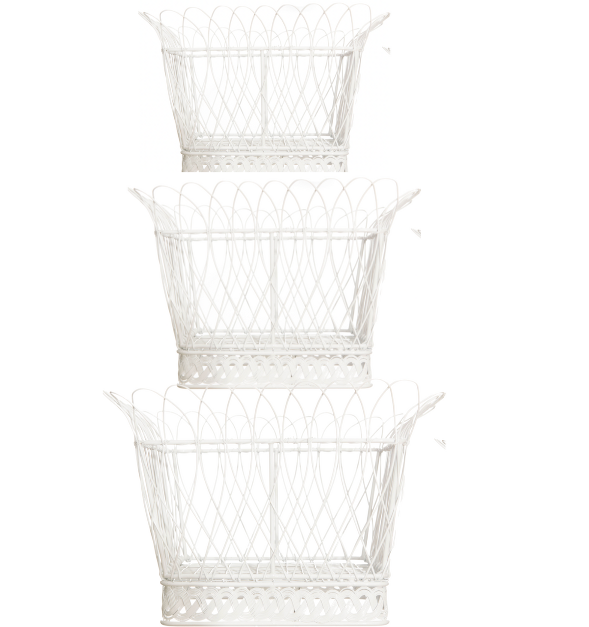 Square White French Wire Basket  (Various Sizes)