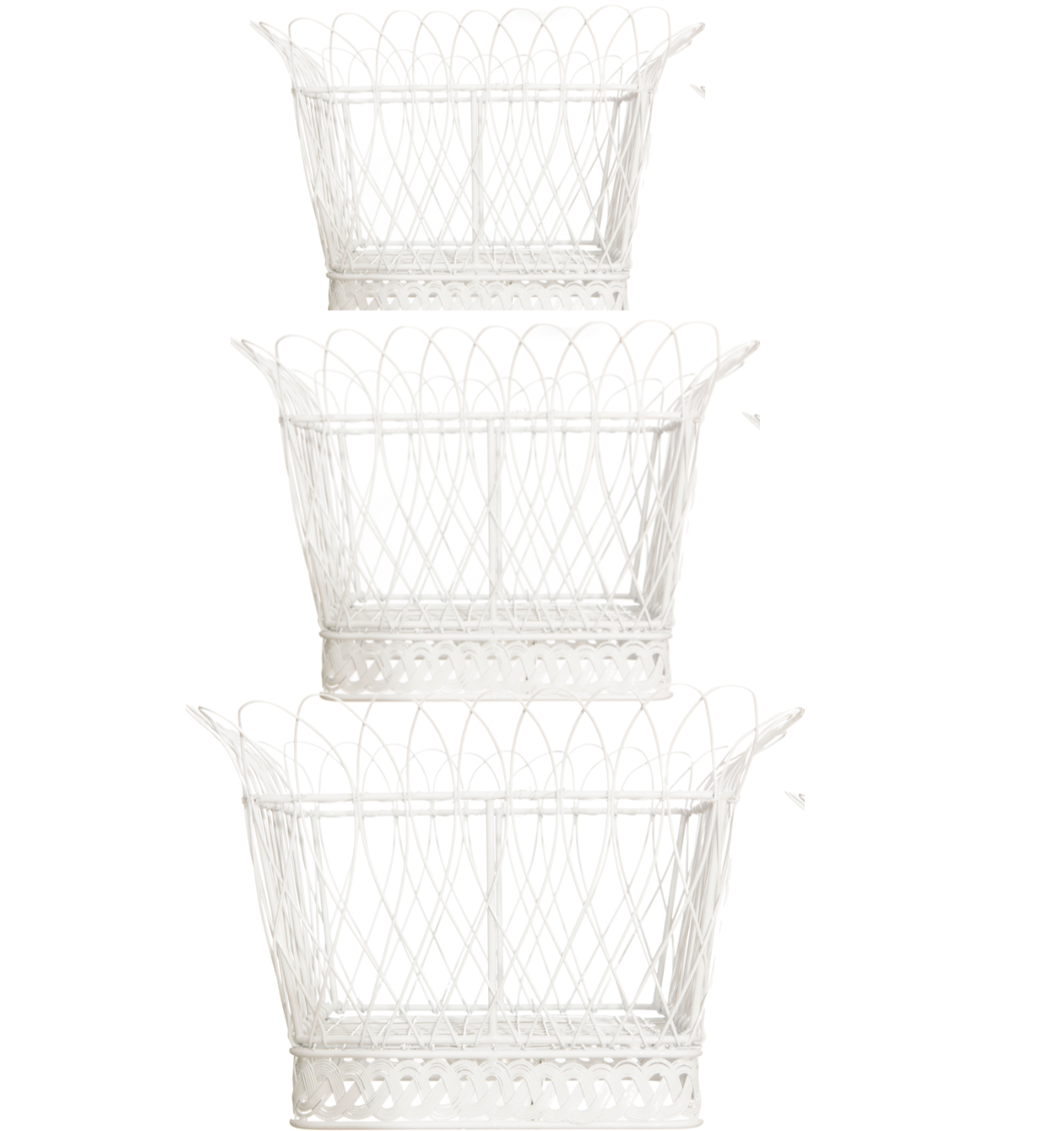 Square White French Wire Basket  (Various Sizes)