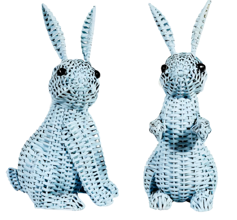 Blue Wicker Bunny
