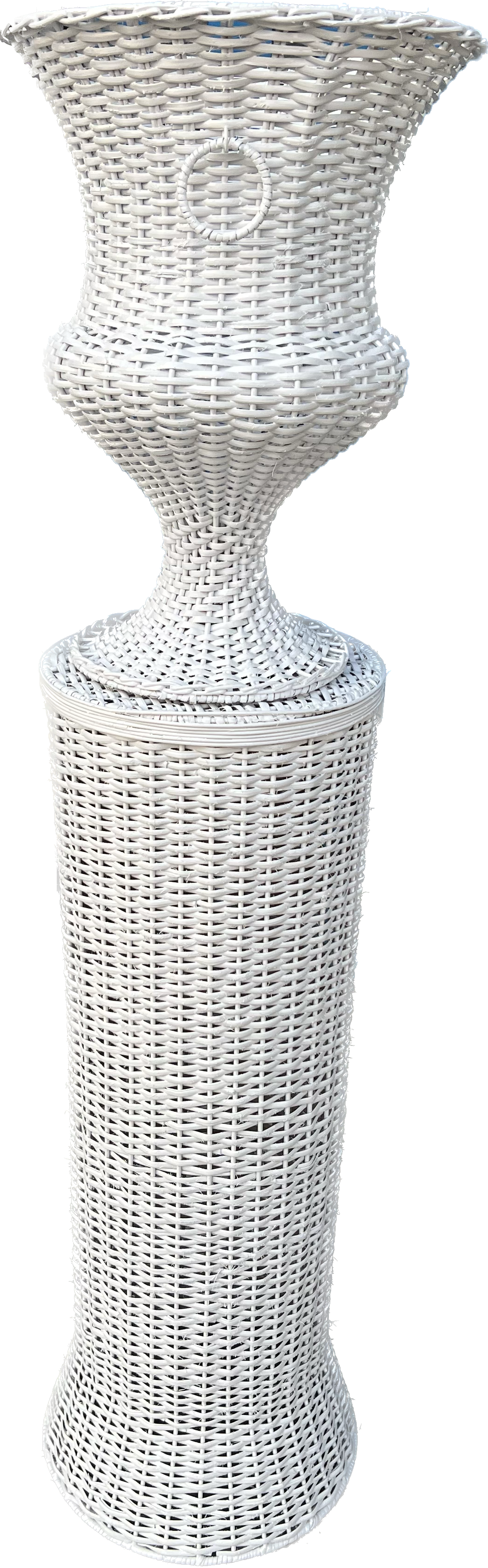 White Large Round Wicker Urn and Pedestal (3 Options)