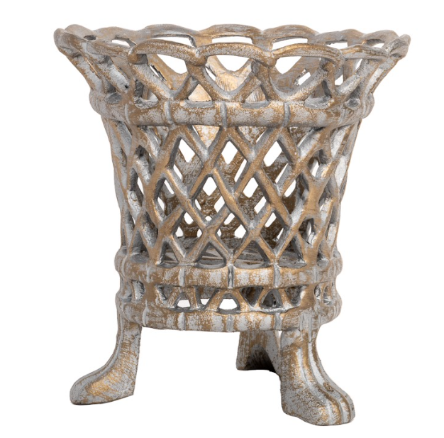 Pewter & Gold Lattice Footed Planter  (Various Sizes)