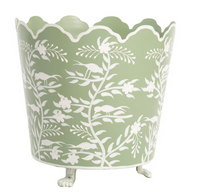 Soft Green & White Scalloped Footed Planter (Various Sizes)