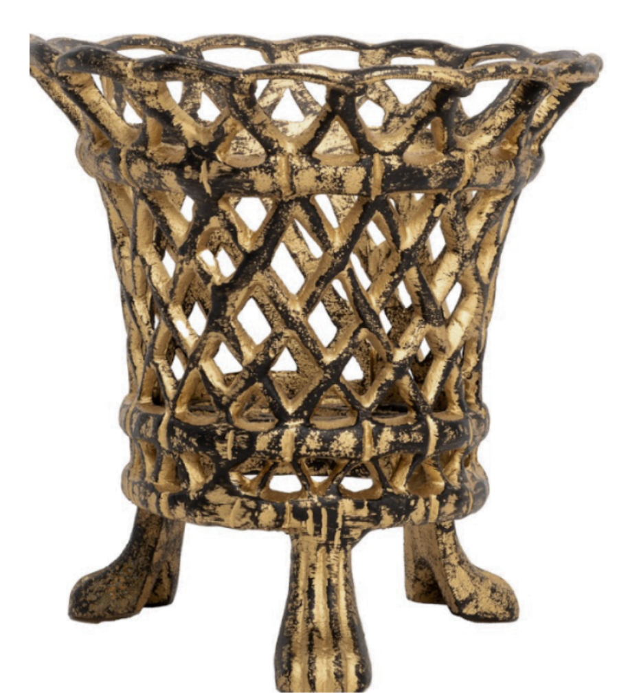 Black & Gold Lattice Footed Planter (2 Sizes)