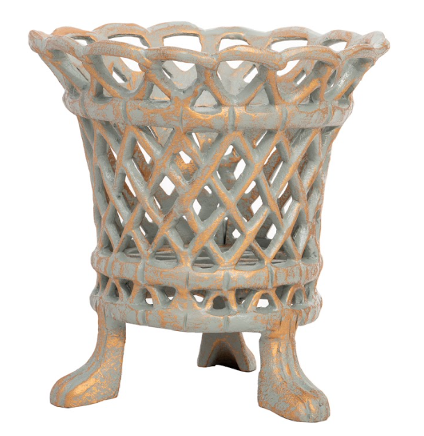 Verde Green & Gold Lattice Footed Planter (Various Sizes)