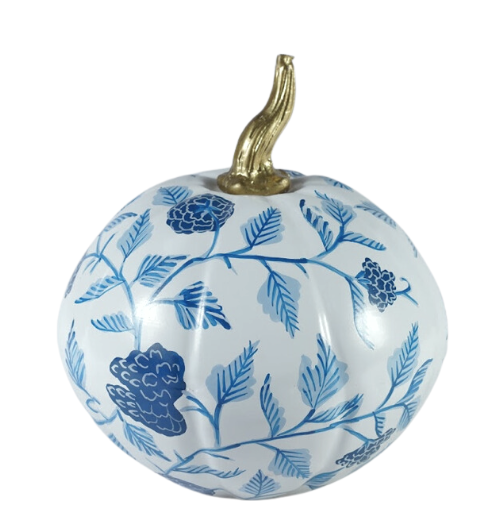 White Pumpkin with Blue Floral (various sizes)