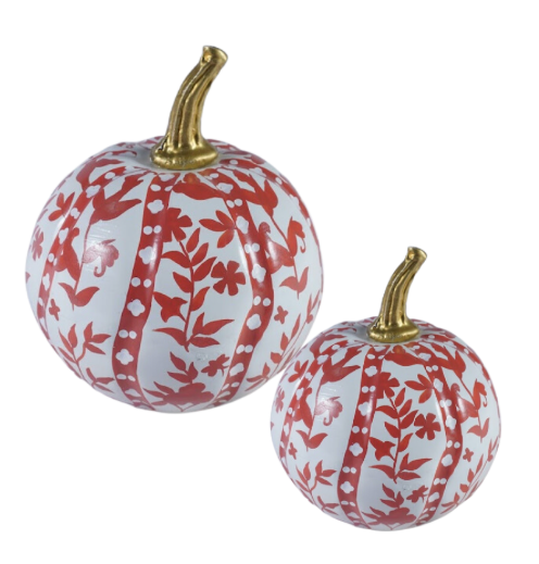 Rusty Red Floral and Vine Pumpkin (various sizes)