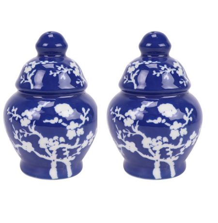 Navy Cherry Blossom Salt and Pepper Shaker