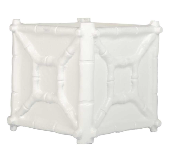 White Rustic Bamboo Box Planter (2 Sizes)