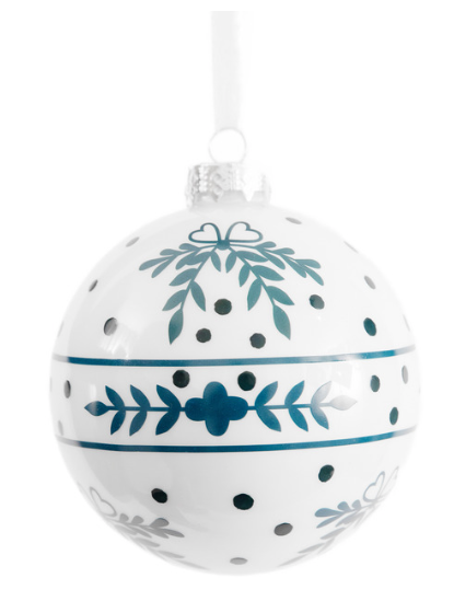Blue Greenery Ball Ornament Ornament