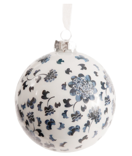 Blue Floral Ball Ornament