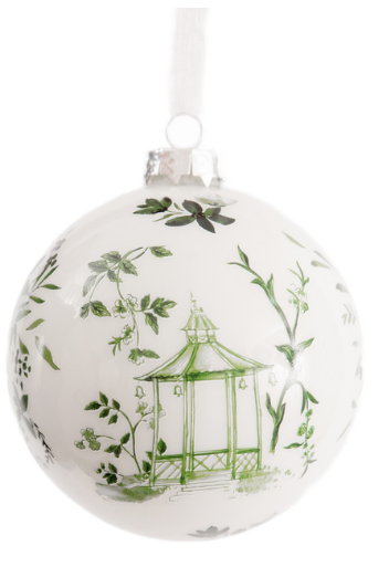 Green Pagoda Scene Ball Ornament