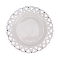 White Pierced Scalloped Charger with Blue Dots