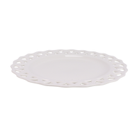 White Pierced Scalloped Charger with Blue Dots