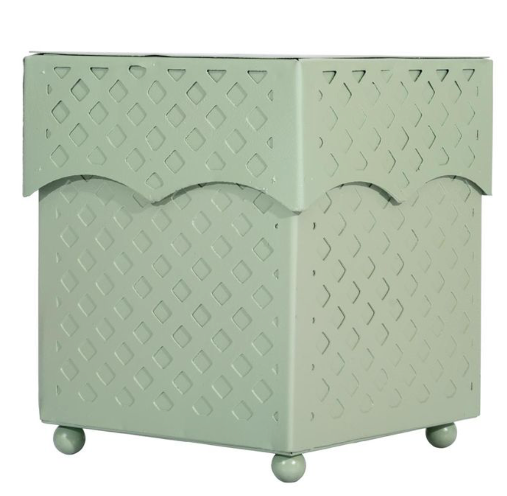 Dark Celadon Lattice Wastepaper Basket & Tissue (3 Options)