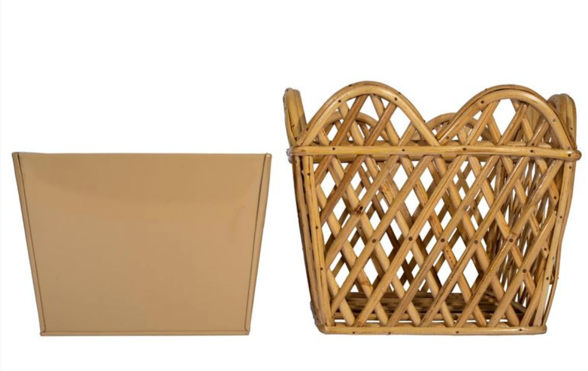 Natural Square Scalloped Lattice Rattan Planter (various sizes)