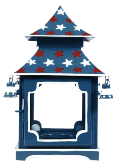 Navy with Red & White Star Pagoda Lantern (Various Sizes)
