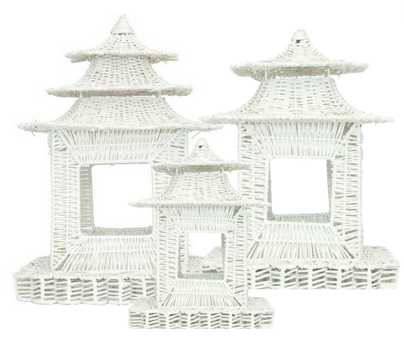 White Scalloped Wicker Pagoda (3 Sizes)