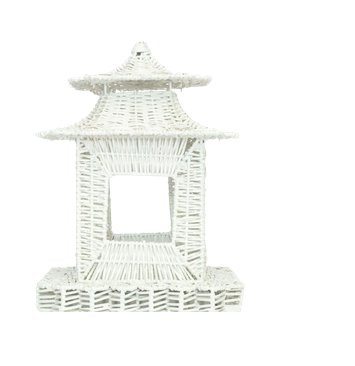 White Scalloped Wicker Pagoda (3 Sizes)