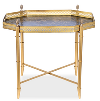 Black Octagon Tray with Gold Table