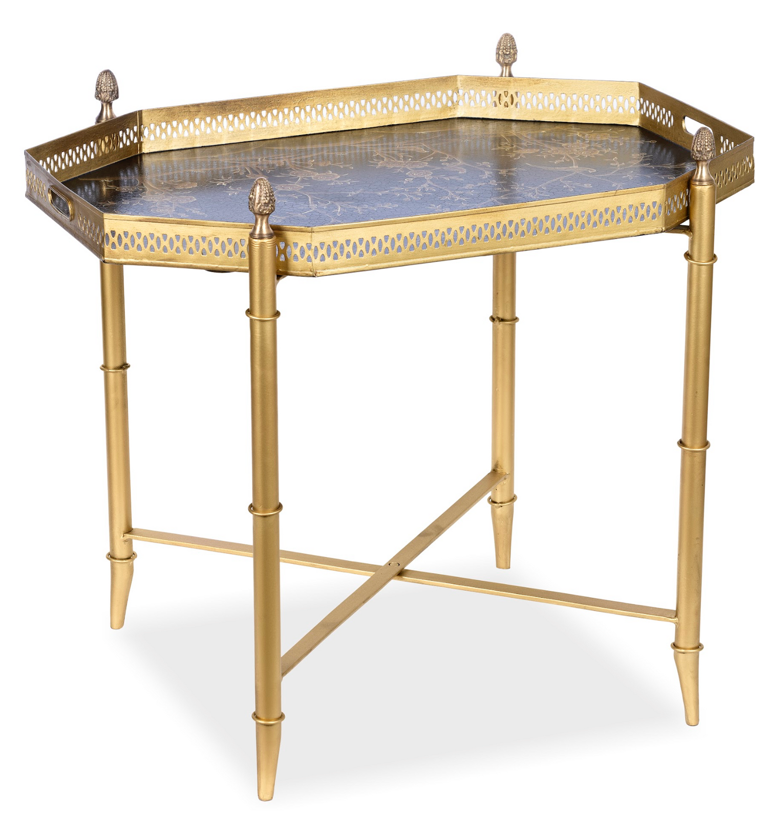 Black Octagon Tray with Gold Table