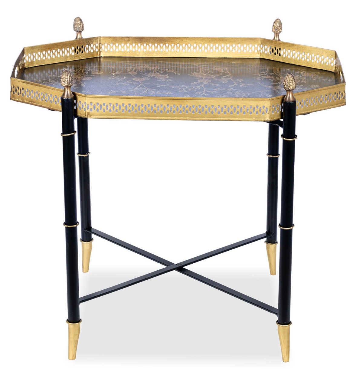 Black Octagon Tray with Black Table