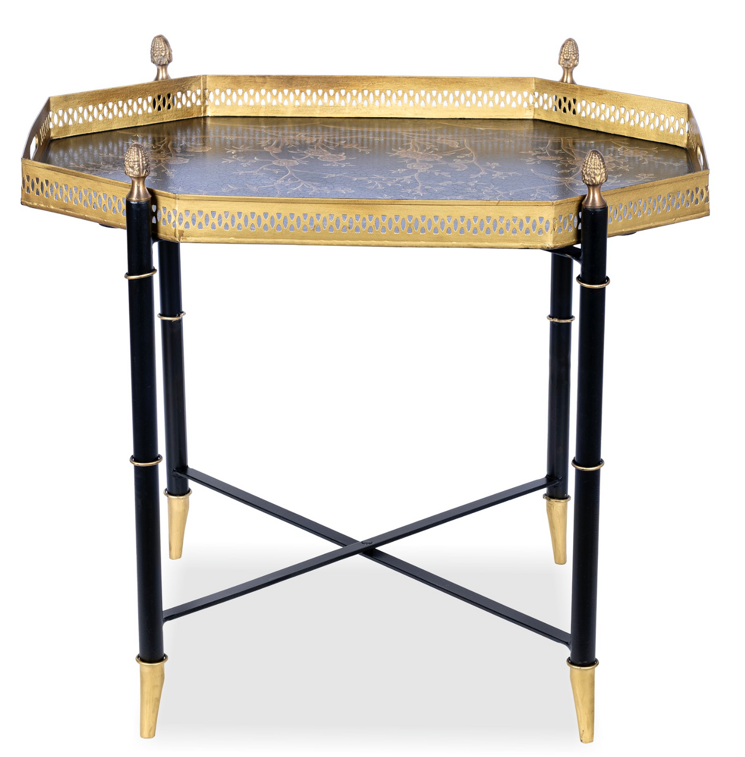 Black Octagon Tray with Black Table