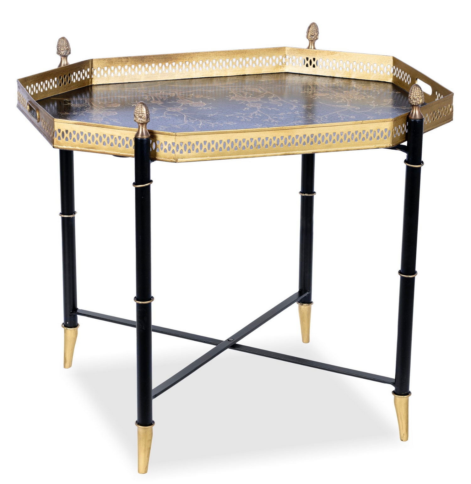 Black Octagon Tray with Black Table